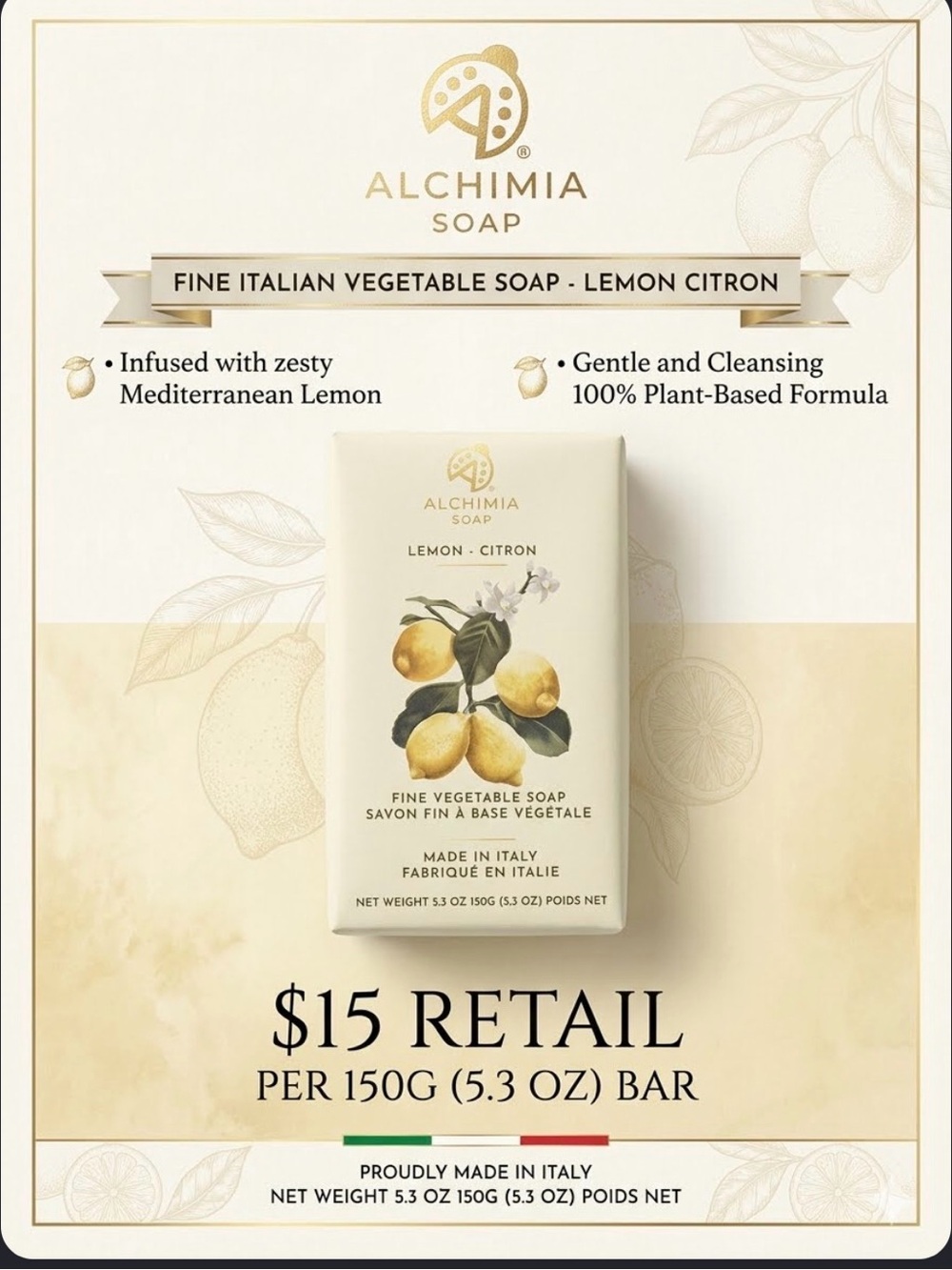 Lemon Fine Vegetable Soap - Cream